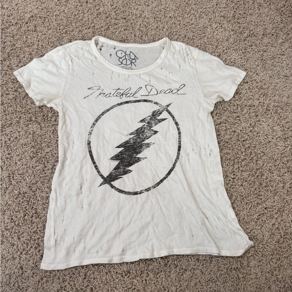 Chaser Distressed White Graphic Tee